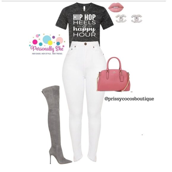 NEW! Hip-Hop, Heels & Happy Hour CUSTOM Tee T-Shirt Top | SIZE XS - Picture 10 of 10
